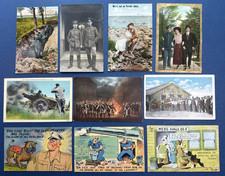 10 MILITARY Style Greetings Antique & Vintage Postcards. Romance, Comic, Photos picture
