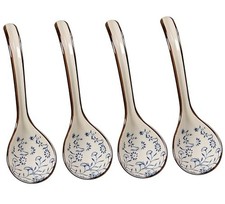 4 pack 6.5” hand-made ceramic Large soup spoon - Hand painted picture
