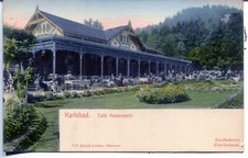 Czech Karlovy Vary Karlsbad - Cafe Kaiserpark old postcard picture