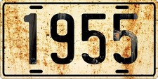 Dodge, Ford or Chevrolet antique vehicle 1955 Weathered License plate picture