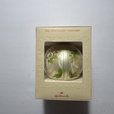 Hallmark 1979 Glass 25th Anniversary Together Tree Trimmer Christmas Ornament picture