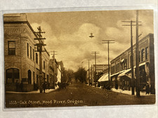 RPPC HOOD RIVER OREGON DOWNTOWN 1513 Oak Street Scene 08/05/1912 picture