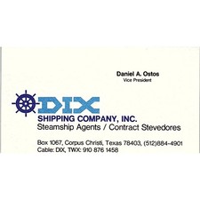 DIX Shipping Company Daniel A. Ostos Corpus Christ Texas Business Card SB4-B11 picture