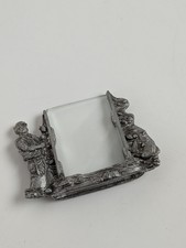 Vintage Metzke Pewter Miniature Picture Frame Figural Couple Bench USA picture