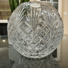 Vintage SORELLE Round Rose Crystal Vase 10” Hollow picture