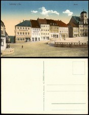 Postcard Leisnig Market Square Shops 1915 picture