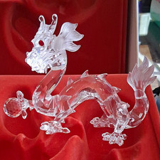 Swarovski Clear Crystal Dragon Figurine w/ Red Eyes in Red Presentation Box picture