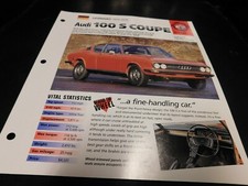 1969-1976 Audi 100 S Coupe Spec Sheet Brochure Photo Poster 70 71 72 73 74 75 picture