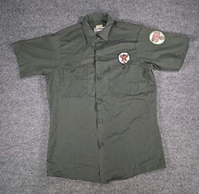 Vintage 1960s Texaco Gas Filling Station Work Button T Shirt Uniform Size Small picture