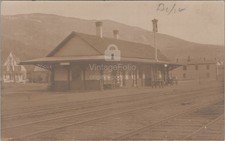 Railroad Depot Train Station Warren NH Baggage Carts Tracks RPPC 1908 Postcard picture