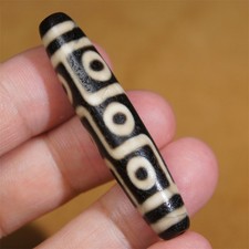 Vintage Tibetan Dzi Beads Old Agate 9 Eyes Totem Protection Amulet Pendant 53×11 picture