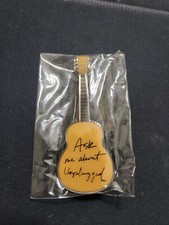 New Bon Jovi Guitar Pin Brooch 'Ask Me About Unplugged'  In Pkgs.  Lot of 19 picture