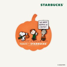 Starbucks Korea x Peanuts 2026 Pumpkin Peanuts Pin Set picture