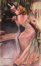 Peterson Beautiful Woman and Handsome Man Kissing Romance c1910 Postcard picture