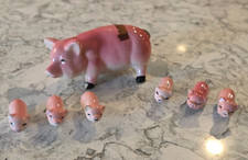 Vintage Ceramic Pink Pig Pigs 6 Piglets Niagara Cave Harmony Minnesota Lot of 7 picture