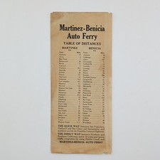 Vintage 1920s 1930s Martinez Benicia Auto Ferry California Road Map Schedule picture