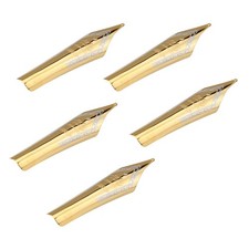 5pcs 35 x 6mm Replace Fountain Pen Nibs 0.5mm Medium Fine Nib Iridium Tip Gold picture