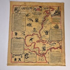 Original Vintage Sunken Buried Treasures Map 15/13