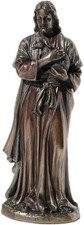 Jesus Holding a Lamb Cold Cast Bronze Statue Religious Figurine Collectible picture