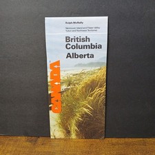 Vintage 1980s Rand McNally Map, British Columbia - Alberta Canada  picture