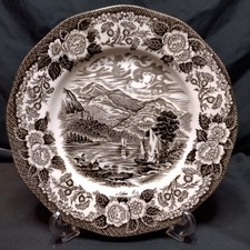 Rare Vintage Enoch Wedgwood Lochs of Scotland BLACK Transferware Dinner Plate picture