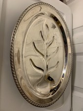 Silver plate Oval Meat Platter Footed 