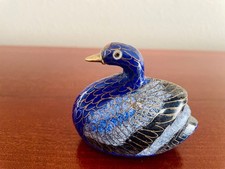 Vintage Cloisonne -Deep Blue Swan Figurine picture