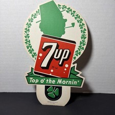 Vtg 7UP 7-Up 50s-60s St. Patrick's Day Wishes Bottle Rider Top o' The Mornin' picture