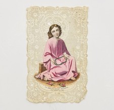 Antique Lace Canivet Pious Image Prayer Card Bible Liturgy Saint No 677 picture