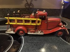 Vintage Red Metal Fire Truck Model Collectible Firefighting & Rescue Theme picture