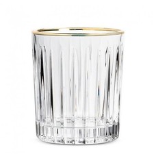 AB-27-HIGHROLLER-OF-Q01 12 oz Ribbed Tumbler with Gold Rim Glass Clear & Gold picture
