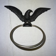 eagle Towel Holder Or Door Knocker  Awesome 7.5” cast iron  vtg picture