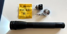 1992-95 Vintage Mini Maglite Flashlight Black AA + LED NiteIze kit picture