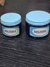 2 VINTAGE NOXZEMA COBALT BLUE GLASS JAR w Lid, Labels, Noxzema on Bottom -- 5052 picture