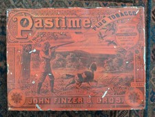 Antique Pastime Plug Tobacco Storage Tin Box John Fizner & Bros Louisville 1890s picture