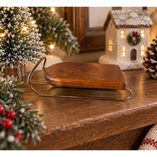 Vintage Wooden Christmas Sleigh, Brass Runners, Rustic Holiday Decor picture