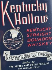2 Vintage Kentucky Hollow Straight Bourbon Whiskey Label Alfred Hart Distiller picture