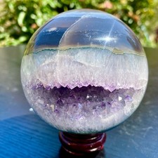 1.3LB  Polished Purple Amethyst Agate Sphere Gemstone Crystal Ball Reiki M picture