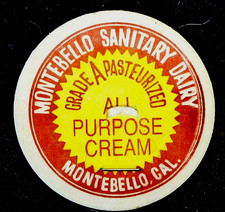 MONTEBELLO SANITARY DAIRY - MONEBELLO. CA   -Milk BOTTLE CAP - 42mm picture