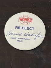 RARE Re-elect Harold Washington Chicago Political Campaign Button Pin #6 picture