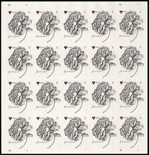 USPS VINTAGE WEDDING ROSE SHEET OF 20 FIRST CLASS LETTER STAMPS picture