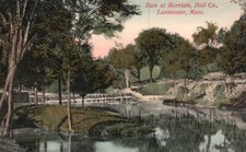 Vintage Postcard Dam at Merriam Hall Co. Leominster Massachusetts MA Nature picture