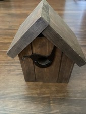 Hand Crafted Natural Oak Birdhouse Sparrow  - 7