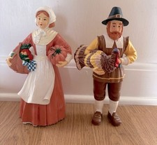 Vintage Thanksgiving Pilgrim Man & Woman Decor Pieces picture