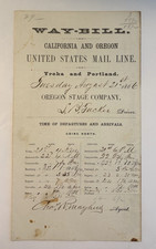 Rare 1866 Oregon Stage Company Way Bill Yreka Jacksonville Salem Portland picture