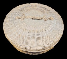 Antique Rare Native American Passamaquoddy Braided Sweetgrass Sewing Basket picture