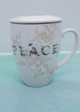 Barnes & Noble Fringe Studio Lidded Tea Mug Cup Infuser Strainer Peace Christmas picture