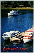 Peaceful Anchorage, Boats, Dock, Lake, New England - Postcard picture