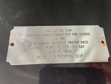 Vintage 1941 CLEVELAND YACHTING CLUB Metal Tag Plaque 8th Roberts Trophy Race OH picture