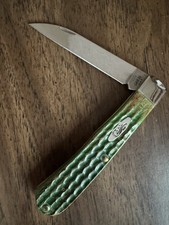 CASE XX BURNT BRIGHT GREEN LIZARD SKIN WHARNCLIFFE BAREHEAD TRAPPER KNIFE picture